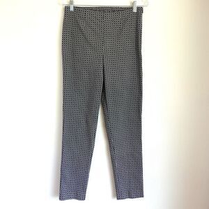 Susan Graver Stretch slim Patterned Pants Black White Size 6